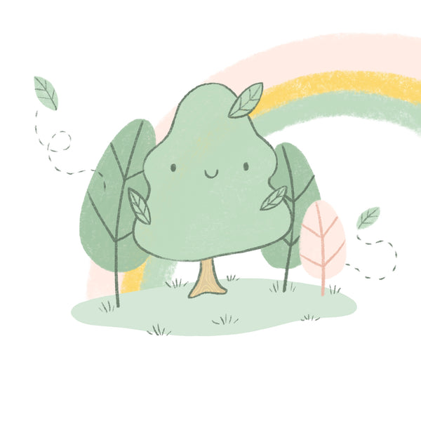 Pastel Rainbow and Trees Nature Illustration